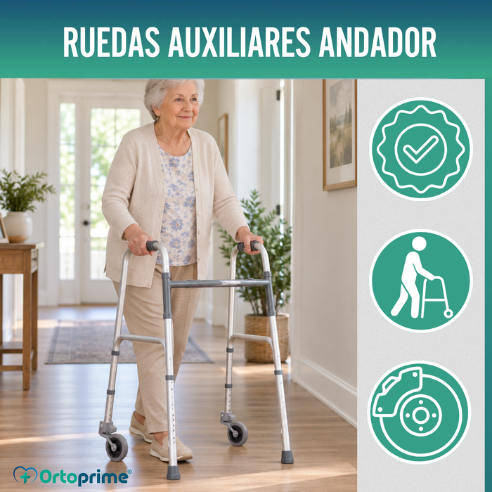 Kit x2 Ruedas para Andadores y Caminadores 22, 25 y 30 mm