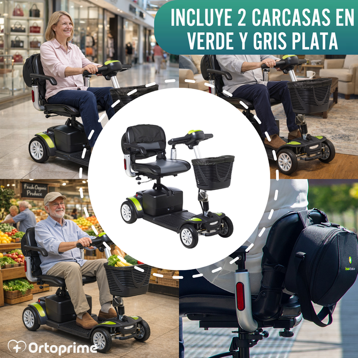 Scooter Eléctrico Compacto con Mochila Trasera Portaobjetos
