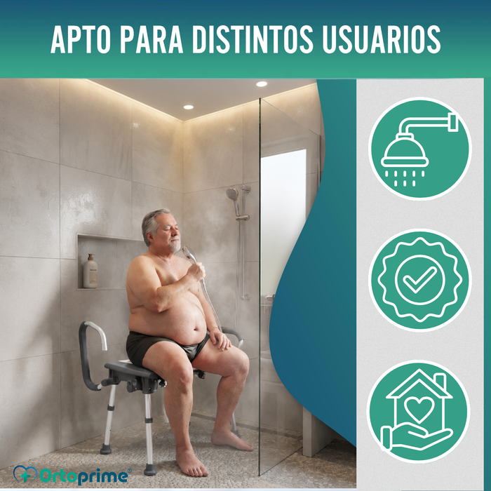 Asiento de Ducha Bariátrica XXL con Reposabrazos Abatibles