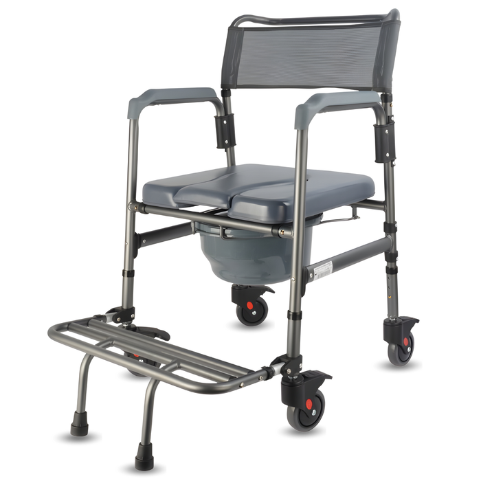 Silla WC Plegable con Ruedas | Inodoro con Orinal Portátil