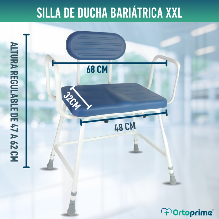 Silla de Ducha Bariátrica XXL con Respaldo y Reposabrazos