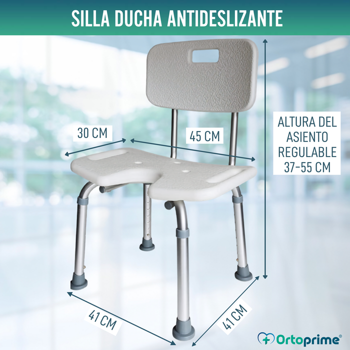 Silla de Ducha para Mayores Asiento en U y Altura Regulable