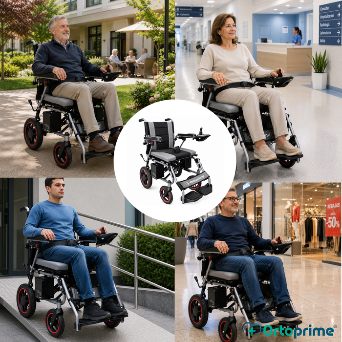 Silla de Ruedas Eléctrica Plegable con Cojín Incorporado