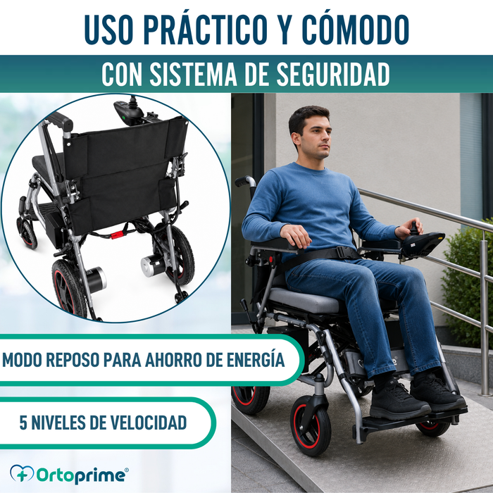 Silla de Ruedas Eléctrica Plegable con Cojín Incorporado
