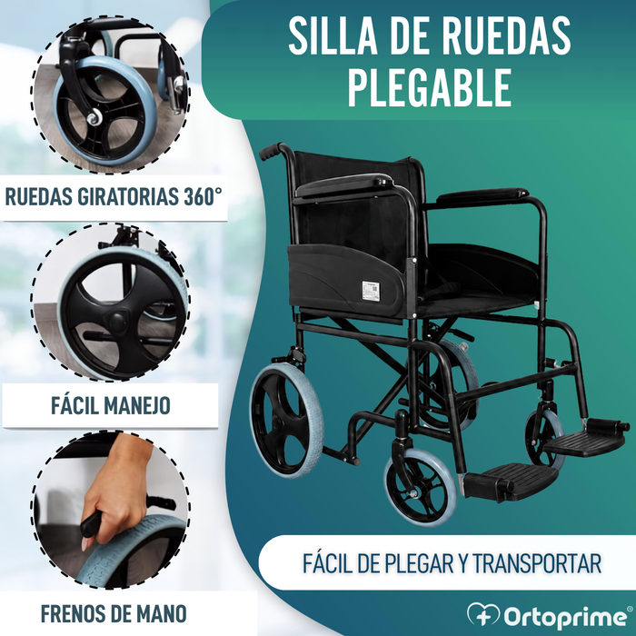 Silla de Ruedas Plegable Ligera Ortopédica