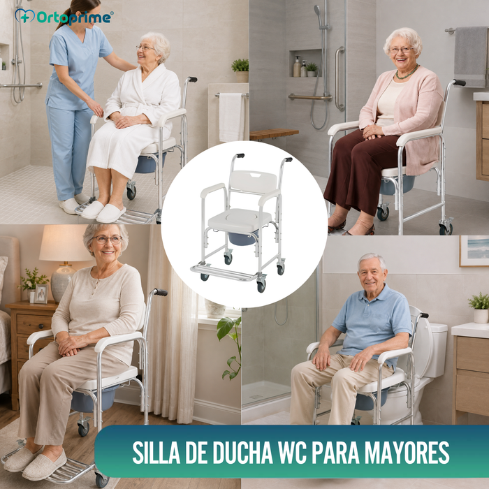 Silla Ducha WC con Pies Abatibles