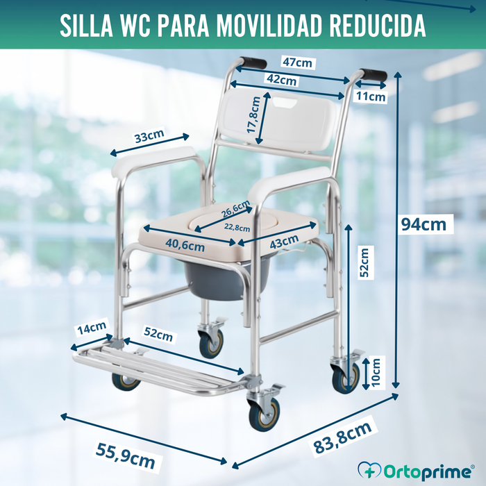 Silla Ducha WC con Pies Abatibles