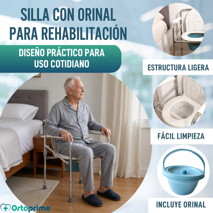 Silla WC Portátil con Orinal Plegable | Regulable en Altura