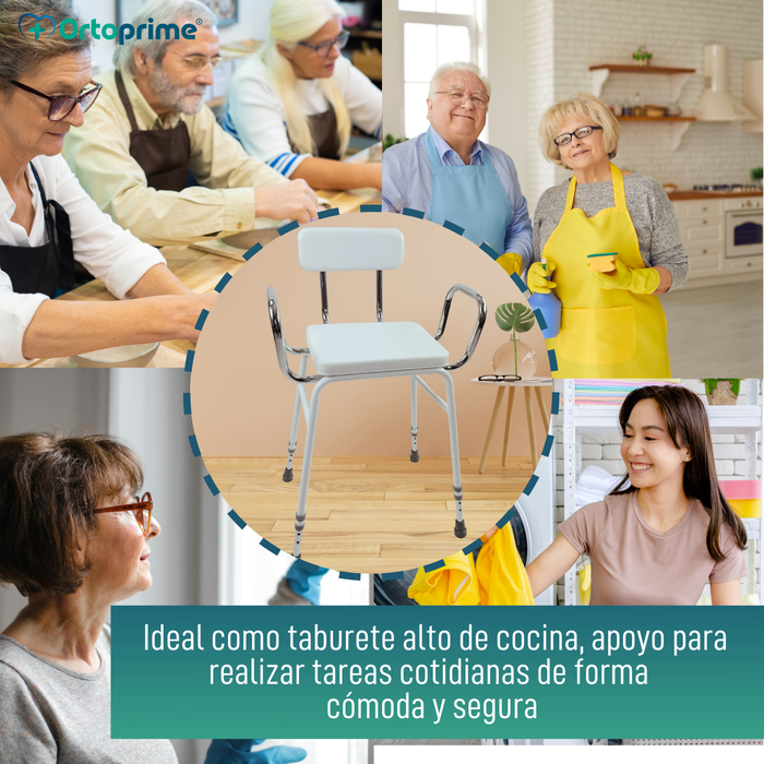 Taburete Alto de Cocina y Hogar | Silla de Apoyo Regulable