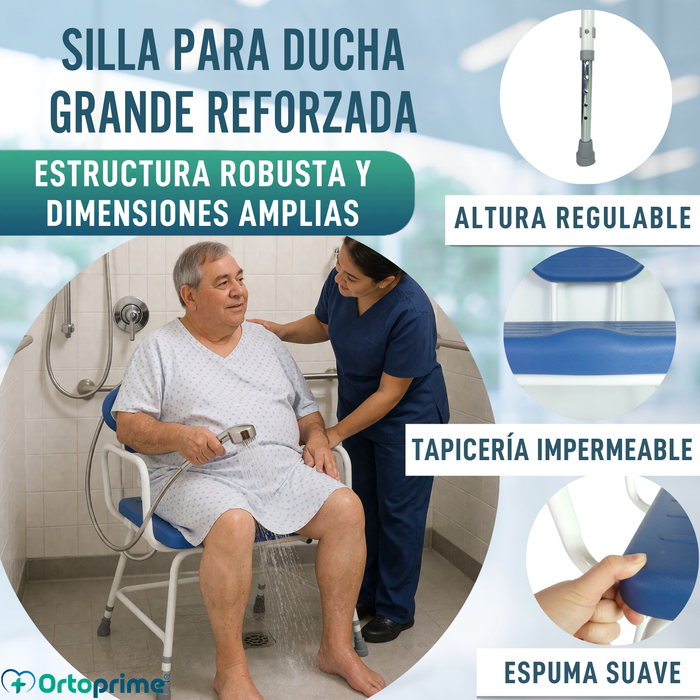 Silla de Ducha Bariátrica XXL con Respaldo y Reposabrazos