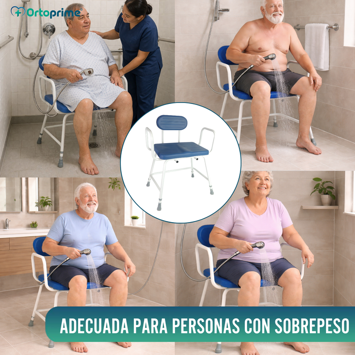 Silla de Ducha Bariátrica XXL con Respaldo y Reposabrazos