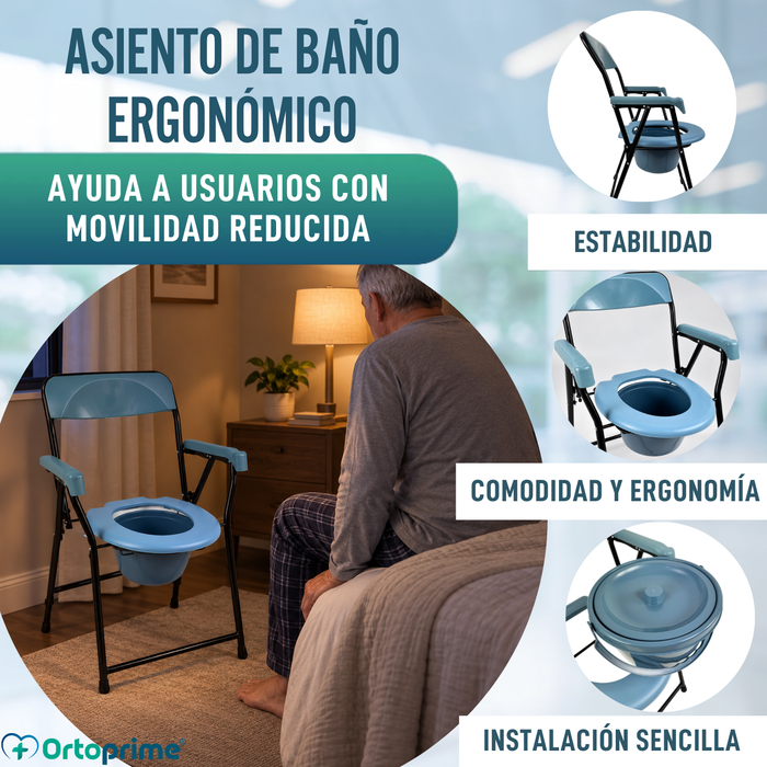 Silla WC Plegable Personas Mayores | Inodoro Portátil Adultos