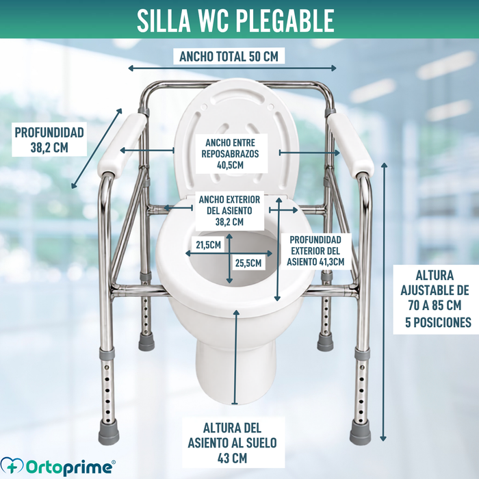 Silla WC Portátil con Orinal Plegable | Regulable en Altura