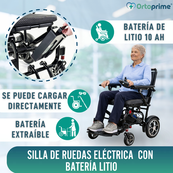 Silla de Ruedas Eléctrica Plegable Súper Ligera | Batería 10 Ah