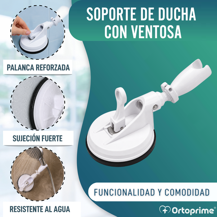 Soporte de Ducha con Ventosa y Palanca | Portaducha Universal