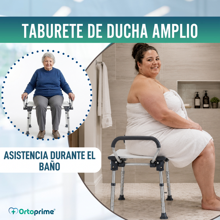 Asiento de Ducha Bariátrica XXL con Reposabrazos Abatibles