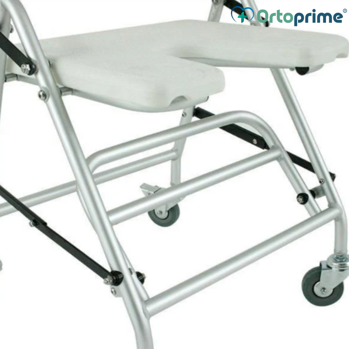 Silla de Ducha y Baño Plegable con Ruedas | Asiento U Higiénico