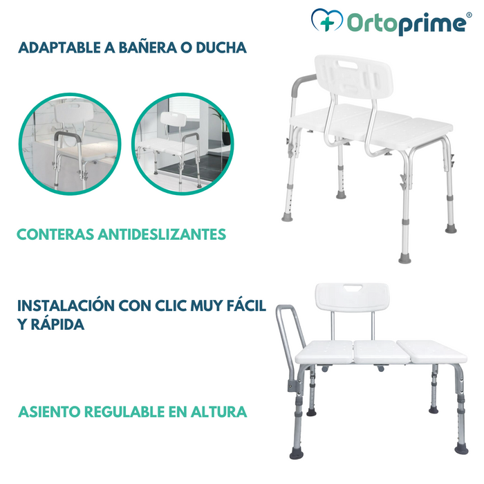 Silla de Bañera Ortopédica para Transferencia | Banco ducha Asiento Universal