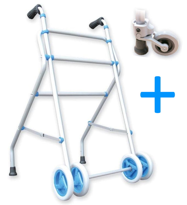Andador Aluminio Plegable 4 Ruedas Azul