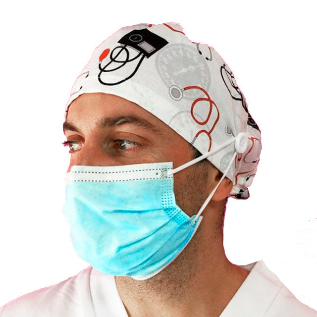 Gorros de Quirófano para Pelo Corto con Botones | Estampados