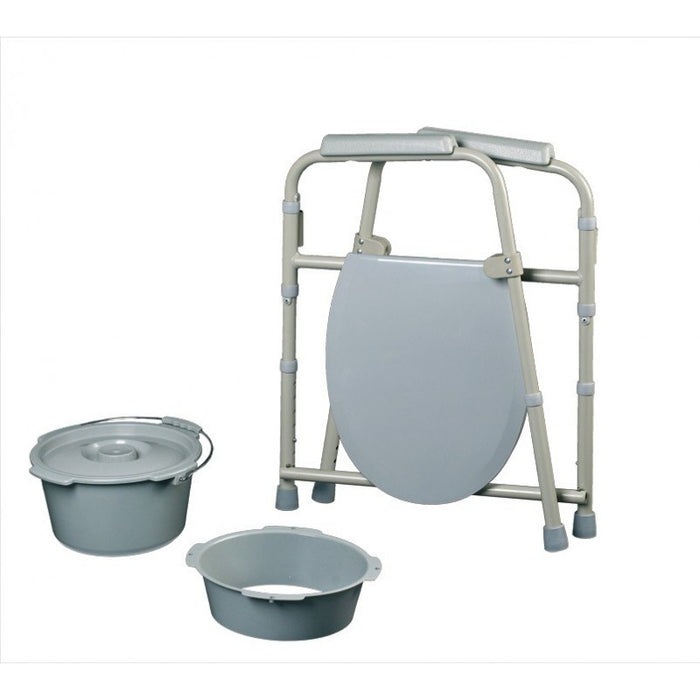 Silla WC con Tapa y Reposabrazos Plegable