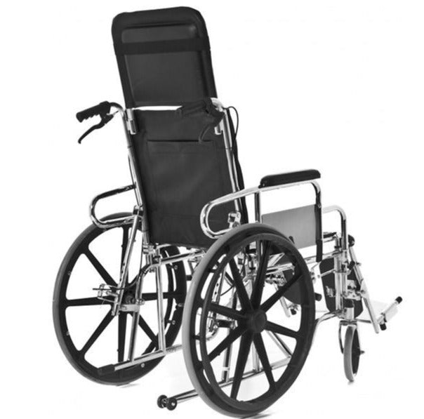 Silla de Ruedas Plegable Acero Cromado con Reposacabezas | ConfortZone